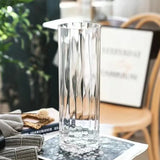 Popxstar  Smoke Gray Transparent Glass Vase With Floral Base For Fresh Flowers Lucky Bamboo Home Decor