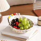 Ceramic Fruit Bowl with Fork Comfortable Grip Exquisite Shell Shape Fruit Plate Large Capacity Dessert Salad Bowl