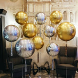 Popxstar 3pcs 4D Round Balloons Metallic Rose Gold Silver Foil Balloons Party Decorations for Birthday Wedding Gender Reveal Photo Props