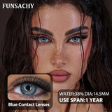 1 Pair Blue Color Contact Lenses Grey Pupils Fashion Natural Soft Lens Eye Makeup Contacts Cosmetics Color Lens Yearly
