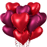 Popxstar  Red Heart Balloon Burgundy Bow Foil Balloon 18-inch Metallic Red Heart Balloon For Birthday Engagements Wedding Valentine's Day