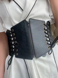Popxstar 1pc Lace Up Front Corset Belt Cummerbunds