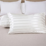 Popxstar  Imitation Silk Satin Stripes Pillowcase Queen High-quality Jacquard King Size Pillow Cover Home Pillow Cases Envelope Closure