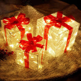 Popxstar Christmas Glowing Gifts Box Decoration Ornament With Bow Lighting Box Outdoor Light Lighting Xmas New Year 2025 Home Yard Decor