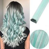 Popxstar 6pcs/pack Colored Party Highlights Clip in Hair Extensions for Girls 22 inches Multi-colors Straight Hair Synthetic Hairpieces