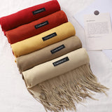 Popxstar Fashion New Cashmere Scarf Soft Solid For Women Winter Warm Long Shawl Tassel Hijabs Scarves Student Pashmina Bandana Gift
