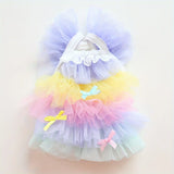 Summer  Spring Dog skirt thin Teddy bear small pet clothes colorful gradient Pompadour princess skirt