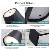 Popxstar Rechargeable LED Table Lamp Touch Switch 3 Levels Dimmable Desk Lights Bar Club Dinner Creative Decorative Ambient Lighting