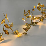 Popxstar 2M 20LED Golden Leaves String Fairy Lights For Wedding Birthday Party Decoration Home Garden Artificial Plant Garland Vine Light