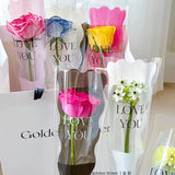 Popxstar 50pcs Mermaid Wavy Pattern Flower Bouquet Gift  Cellophane Bag Wrapped Paperg Bag Valentine'S Day Mother'S Day Single Rose Bags