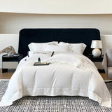 Popxstar  100% Egyptian Cotton White Luxury Embroidery Hotel Style Bedding Set Duvet Cover Set Flat/Fitted Bed Sheet Pillowcases 4Pcs