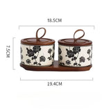 Popxstar 3pcs Ceramics Jars Lid Coffee Bean Storage Container‌ Dustproof and Moisture-proof with Cover Kitchen Organizer Jars for Spices