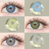 Popxstar  1pair Colorcon Contact Lenses Green Color Lens Natural Brown Eye Contacts Gray Pupils Beautiful Cosmetic Yearly Lenses