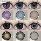 Popxstar 2PCS Myopia Beauty Colored  Contact Lenses Purple Halloween Makeup Lens Fashion Pupils Big Eye Lenses Natural Blue Lense