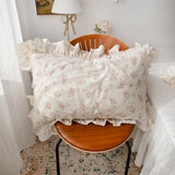 1 Piece Brief Pillowcase Ruffle Design Pillow Cover Floral Printed Princess Pillow Case