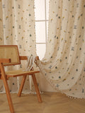 Popxstar 1PC Linen Wheat Fringe Embroidery Hanging Fringe Curtains Living Room Bedroom Window Decoration Blocking Rustic Style Curtains