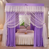4 Doors Double Layer Shading Quadrate Mosquito Net Four Season Bed Curtain Canopy Tents with Frame Home Decor