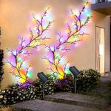 Popxstar  1PC 96LEDs Solar Willow Vine Lights,DIY Outdoor Waterproof String Lights,Wall Lamps For Garden,Porch,Shop,Terrace,Pathway Decor