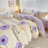 Popxstar  Milk Velvet Floral Duvet Cover, Ultra-Soft Cozy Warm Winter Reversible Plush Comforter Cover, 1 PC Botanical Flower Quilt Cover