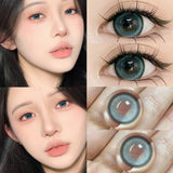 2PCS Color Contact Lenses With diopters Korean Lens Health & beauty Pupil Large Diameter Milk Treasure Bead Free Delivery