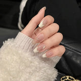 Popxstar 24Pcs/Set Long T Glitter Wearing Reusable False Nails Nail Art Full Cover Artificial Fake Nails Ballerina False Nail