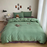 Cotton Double Gauze Bedding Sets Striped Grinkled Muslin Duvet Cover Bed Flat Sheet Pillowcases Bed Linens Students Bedroom