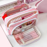 Popxstar Girl Large Capacity Aesthetic Pencil Back-to-school Cases Cute Stationery Holder Bag Zipper Pencil Pouch Student School Supplies