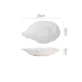 Popxstar  1PC Ceramic Sashimi Plate Creative Oyster Shaped Salad Plate Artistic Concept Cuisine Specialty Plate Hotel Tableware