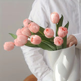 Popxstar  6pcs Hand Feel Moisturizing Tulip Simulation Flowers, Wedding Hand-held Flowers, Home Decoration Fake Flowers