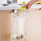 Popxstar  1pc Stainless Steel Kitchen Trash Bag Holder Cabinet Door Mount Organizer Closet Storage Waste Bin Rack Garbage Can Tool ﻿