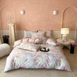 Popxstar  1000TC Egyptian Cotton Flowers Plant Prints Bedding Set Single Double Queen King Size Duvet cover Set Bed Sheet Pillowcases 4Pcs