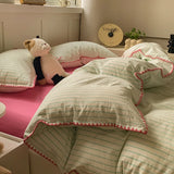 Popxstar  100% Cotton Stripe Bedding set Duvet Cover Set with Pillowcase housse de couette Quilt Cover set King Size