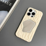 Luxury 3D Rock Pattern Makeup Mirror Rose Phone Case for IPhone 17 Air 16 16E 15 14 13 12 11 Pro Max Solid Shockproof Cover