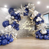 Popxstar Silver White Sequin Disco Balloon Garland Arch Kit 4D Silver Starburst Foil Balloons for Birthday Party Decorations Supplie