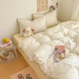 Popxstar  Class bed new cream wind solid color bed sheet four-piece set student quilt cover four-piece set household
