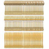 Popxstar  Golden 90pcs Embossed Vintage Plastic Cutlery Set, Dual-Use Knife Fork Spoon Utensils Disposable Cutlery Used for Parties