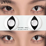 Popxstar  1 Pair Cat Eyes Crazy Lenses Vampire Lenses for Halloween Cosplay Eye Contacts White Lenses Anime Black Colored Lenses