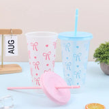 700ml With Lids Sippy Summer Sippy Cup Pink Bow Large Capacity Water Bottle Juice Milk Cup Cold Mug