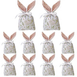Popxstar  10pcs Easter Candy Bags with Drawstring Bunny Ear Design Goody Favor Treat Pouches for Party Birthday Celebration Egg Hunt
