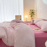 Blue Strip Duvet Cover Twin Full Queen 4Pcs Vertical Striped Microfiber Soft and Lightweight Comforter Cover Sheet Pillowcases
