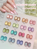 Summer Popular Refreshing Colorful Bubble Water Cat Eye Gel Nail Polish Super Glitter Glass Bead Nail Salon Nail Art