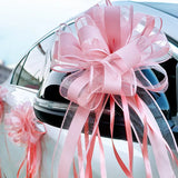 Popxstar 10/20Pcs White Wedding Car Ribbon Pull Bows Knot Gift Wrap Wedding Car Decor Birthday Party Supplies Chairs DIY Home Decoration