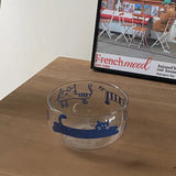Popxstar Salad Bowl Transparent Cat Line Art Glass Bowl Borosilicate Fruit Yogurt Bowl Microwave Style Dessert Walled Snack Container
