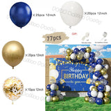 Popxstar Blue Birthday Balloons Arch Kit Birthday Decorations Gold Confetti Navy Blue Baloon Boy Girl Baby Shower Wedding Baptism Decors
