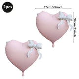 Popxstar  Heart-shaped Foil Balloon with Bow for Women Birthday Party Weddings Baby Shows Valentine's Day Anniversary Photograph  Decor