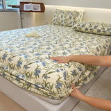 Popxstar 1PC Flower Printing Bed Sheet For Double Bed Adjustable  Elastic Band Wrap Around Mattress Cover Queen/king 매트리스커버 No Pillowcase