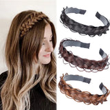 Popxstar Women Synthetic Wig Twist Braided Hair Bands Fashion Braids Hair Accessories Women Bohemian Nature Headband Stretch for Party