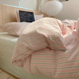 Single Double Exquisite Stripe 1Duvet cover+2Pillowcases 100%Cotton Experience Hotel-Like Comfort with Unparalleled Softness