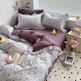 New Cotton A Class Embroidery Four-Piece Set - Brown Sheet Bed Cover Girls Quilt Cover