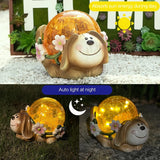 Popxstar  Solar Dog/Turtle Garden Statue Light Solar Cracked Glass Lamp Perfect Garden Gift for Outdoor Lawns, Courtyards, and Patios